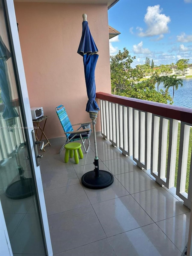 balcony with a water view