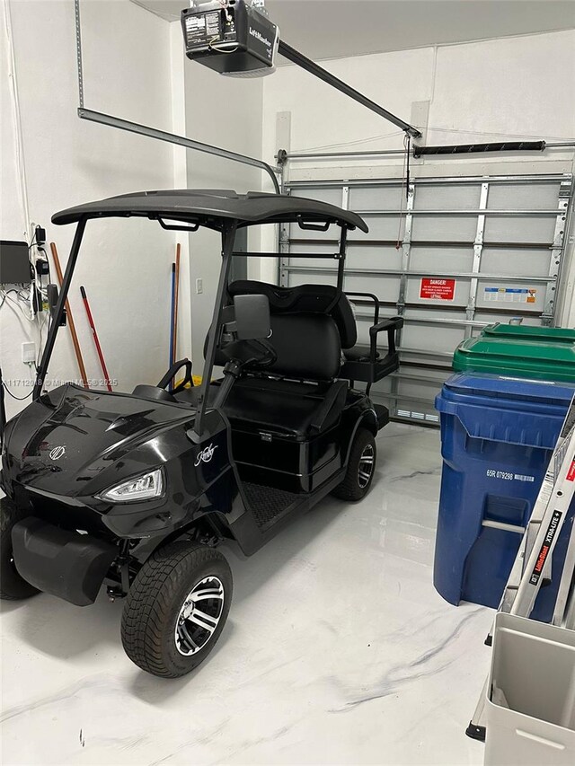 garage with a garage door opener