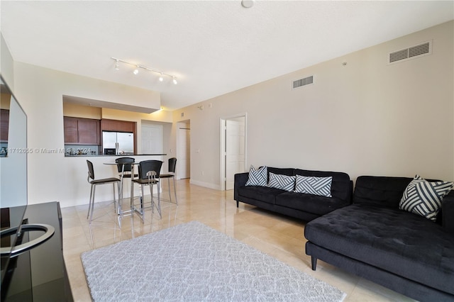 view of tiled living room