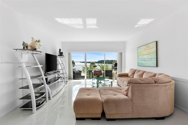 view of tiled living room