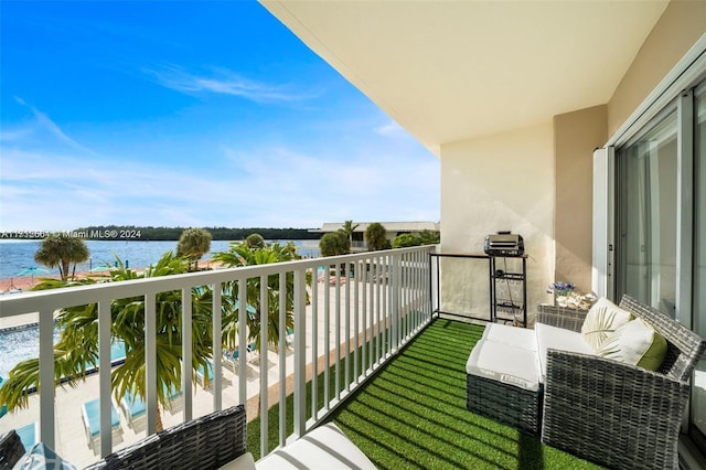 balcony with a water view