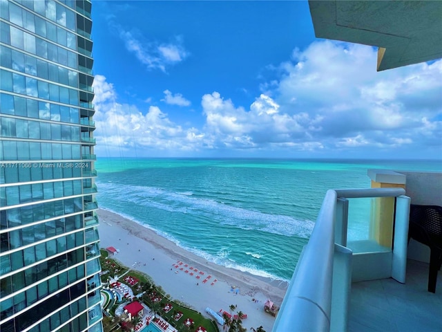 view of water feature with a view of the beach