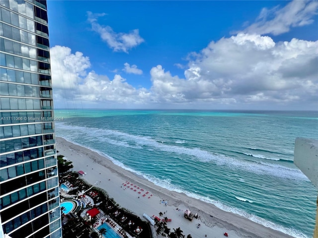 property view of water with a beach view