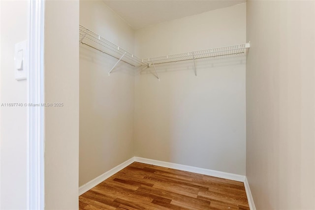 spacious closet with wood finished floors