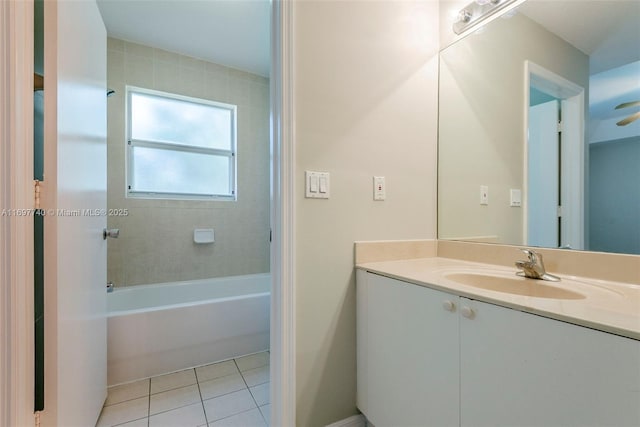 bathroom with vanity and tile patterned floors