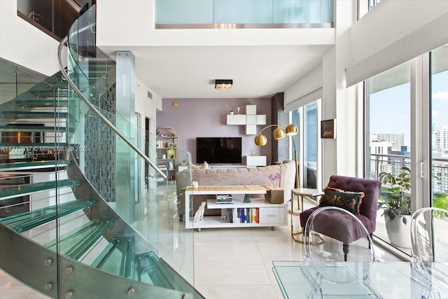 60 SW 13th St Unit 4606, Miami, FL 33130 - staircase with tile patterned floors