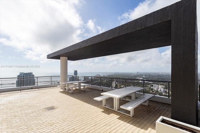 deck with a water view