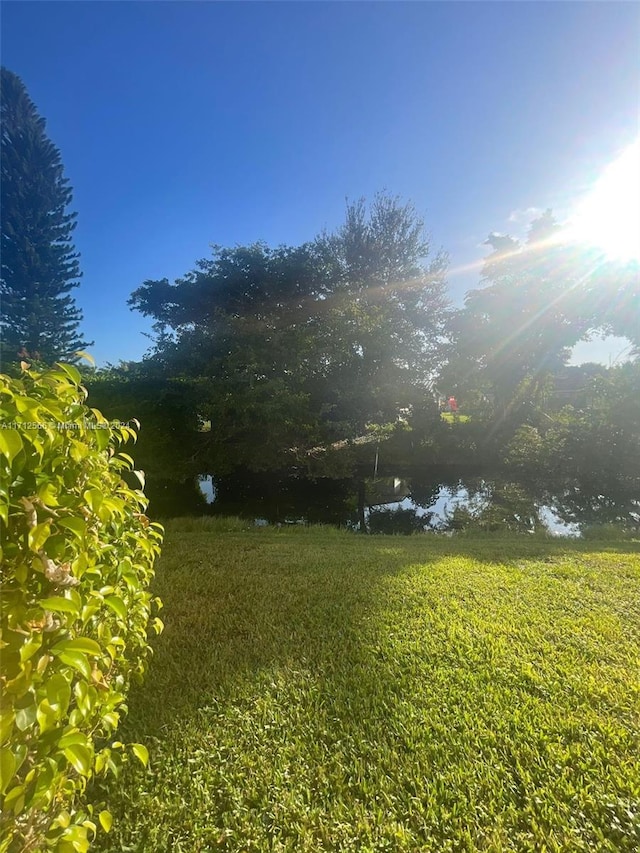 view of yard with a water view