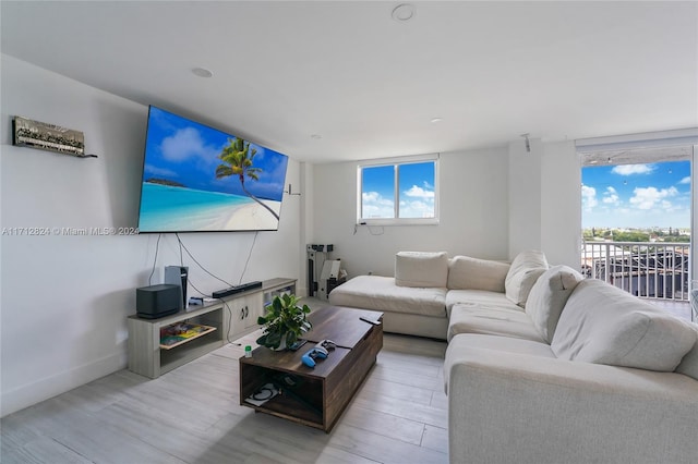 living room featuring light hardwood / wood-style flooring