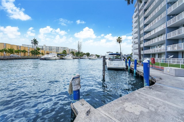 view of dock featuring a water view