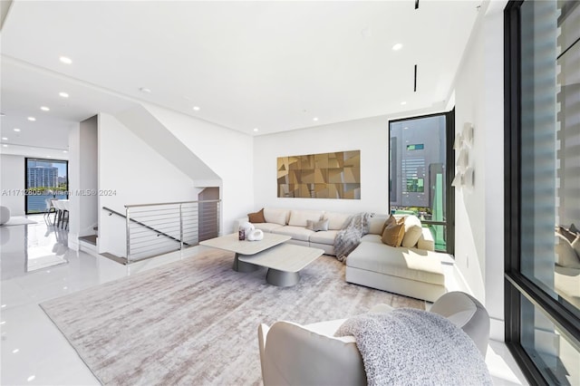 living room with plenty of natural light