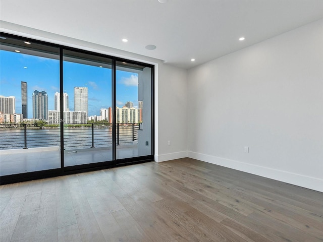 unfurnished room with hardwood / wood-style floors