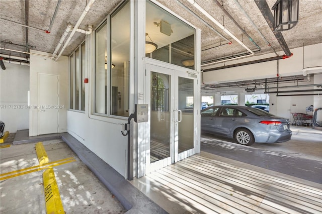 garage with french doors