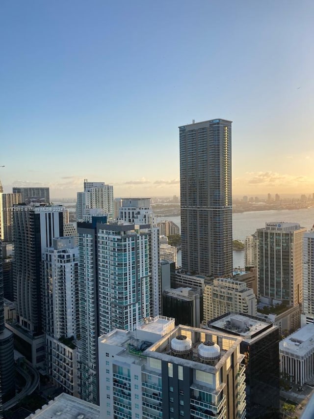 property's view of city featuring a water view