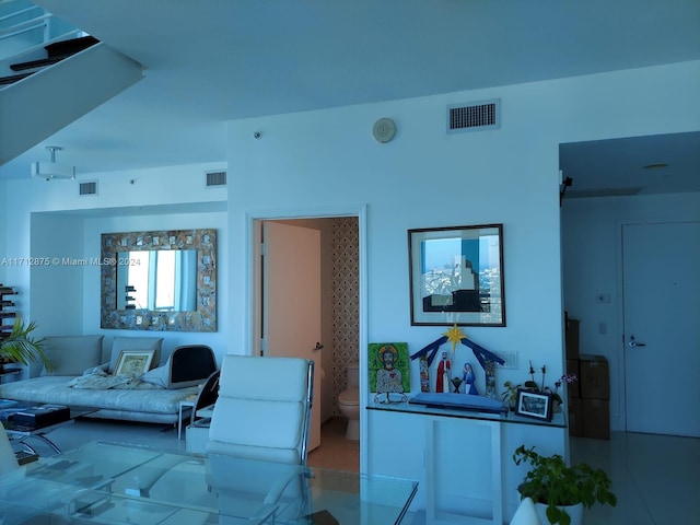 view of tiled living room