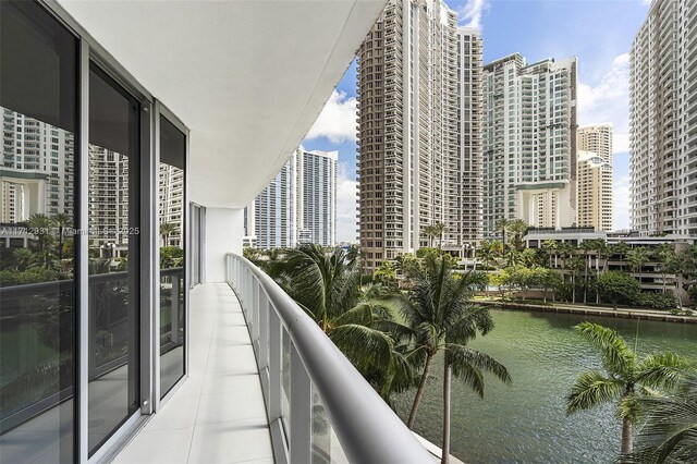 balcony with a water view