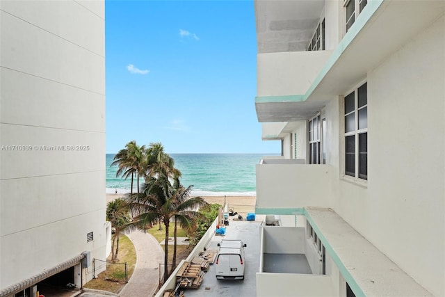 property view of water featuring a view of the beach