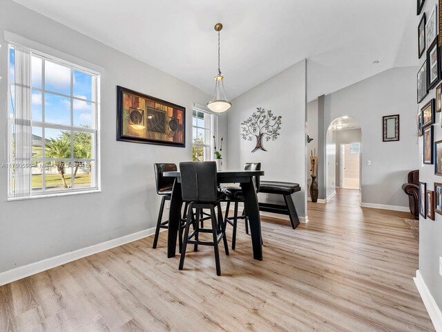 living room featuring ceiling fan, lofted ceiling, and light hardwood / wood-style flooring