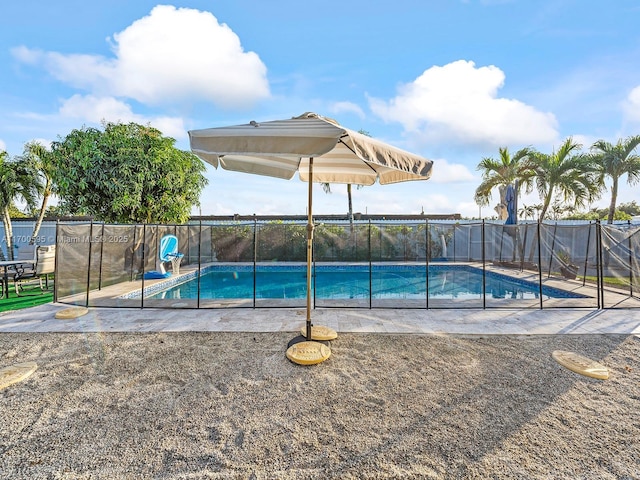 view of pool featuring fence and a fenced in pool