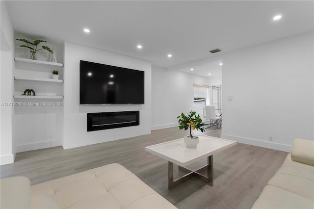 living room featuring light hardwood / wood-style floors