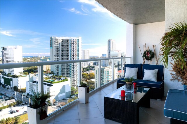 view of tiled living room