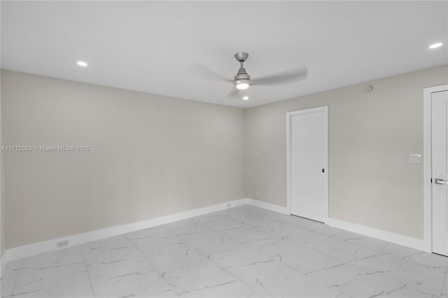 unfurnished room featuring ceiling fan