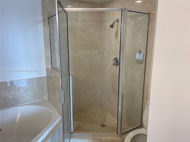 bathroom with independent shower and bath