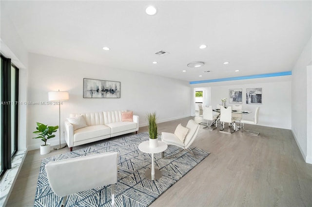 living room featuring hardwood / wood-style flooring