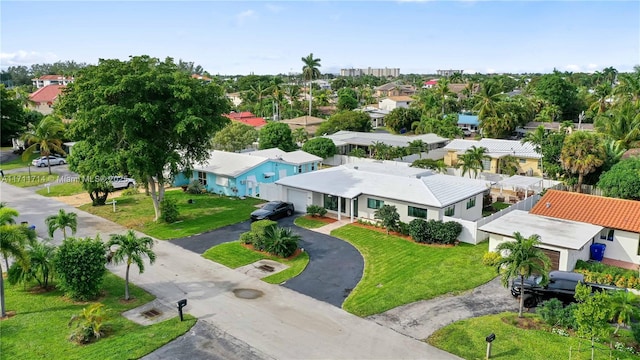 birds eye view of property with a residential view