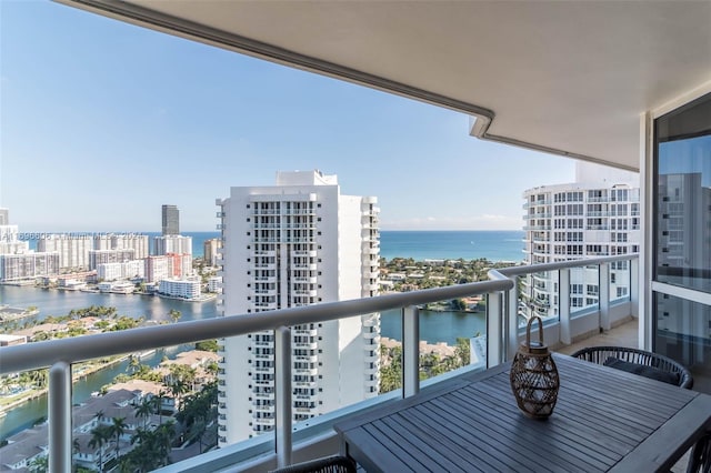 balcony with a water view