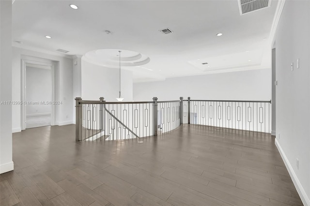 hall featuring dark wood-type flooring