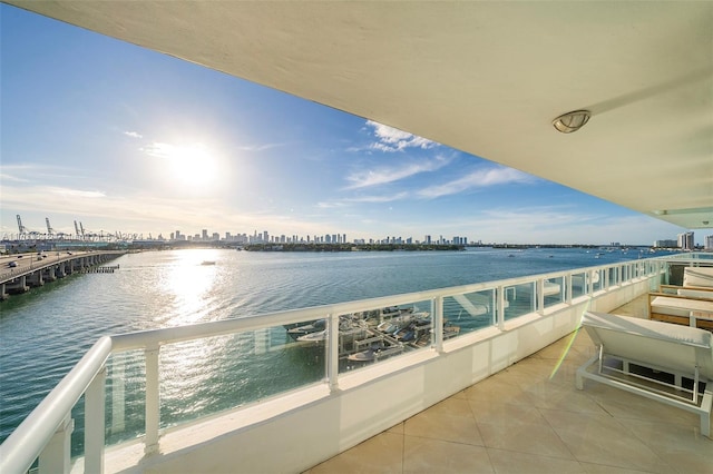 balcony with a water view