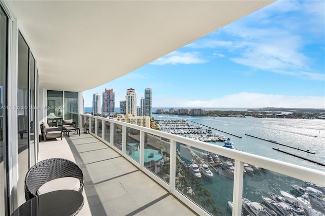 balcony with a water view