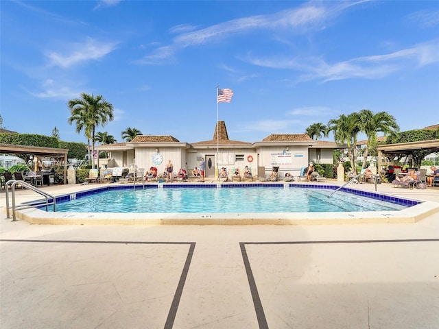 view of pool featuring a patio