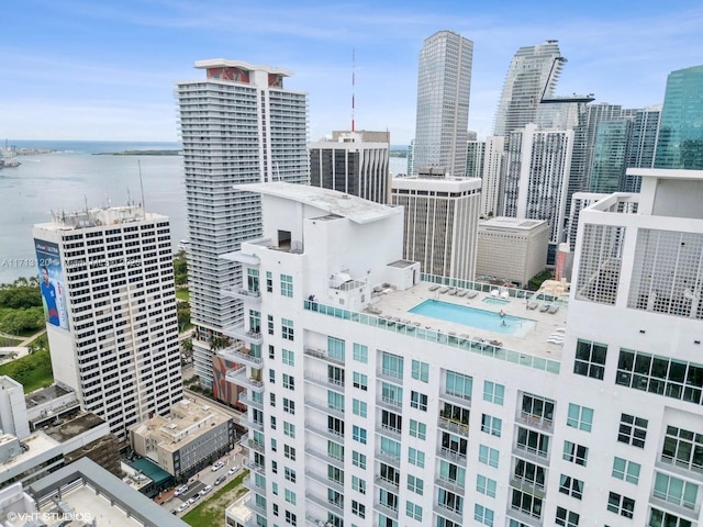 view of city with a water view