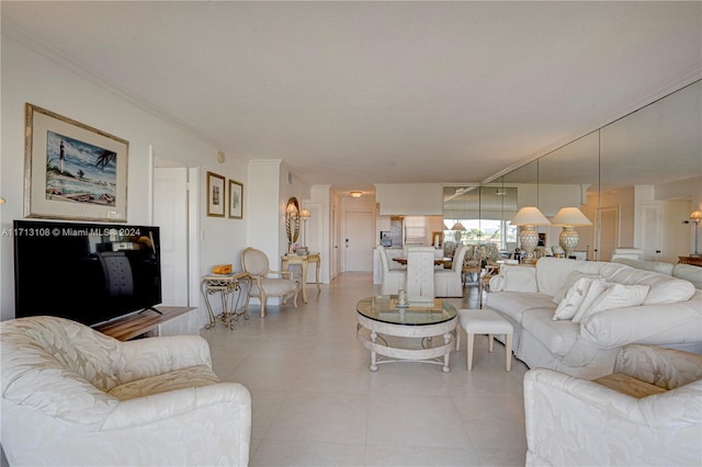 living room featuring ornamental molding