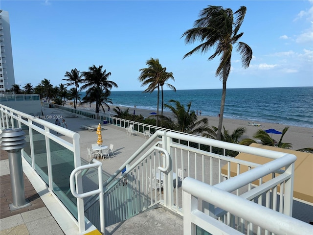 property view of water featuring a view of the beach