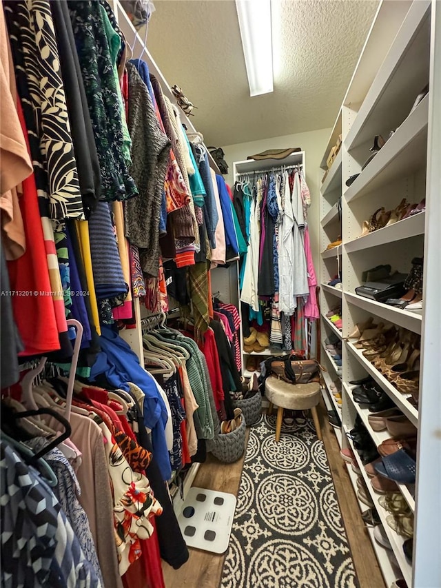 walk in closet featuring hardwood / wood-style floors