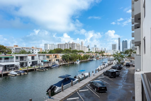 water view with a boat dock