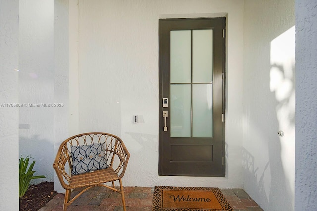 doorway to property with elevator