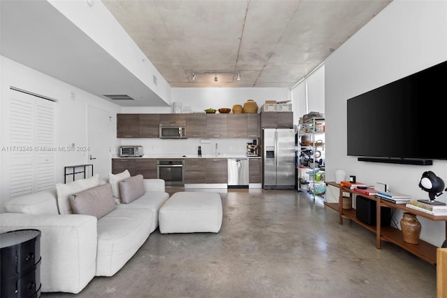 living room with sink