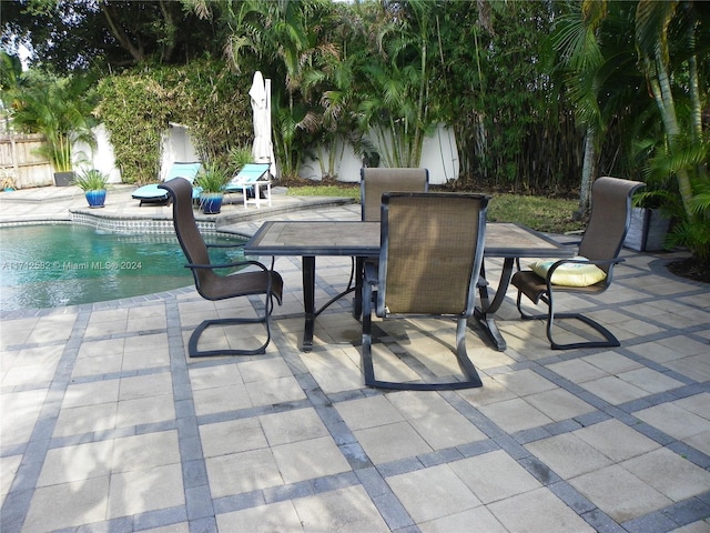 view of patio / terrace featuring a fenced in pool