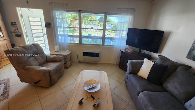 view of tiled living room