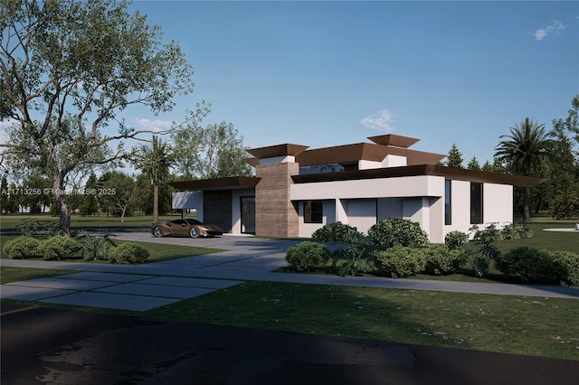 view of front of property with a front lawn