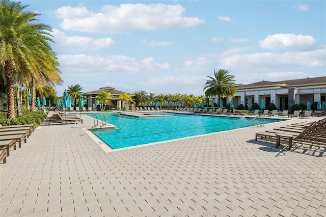 view of pool featuring a patio area