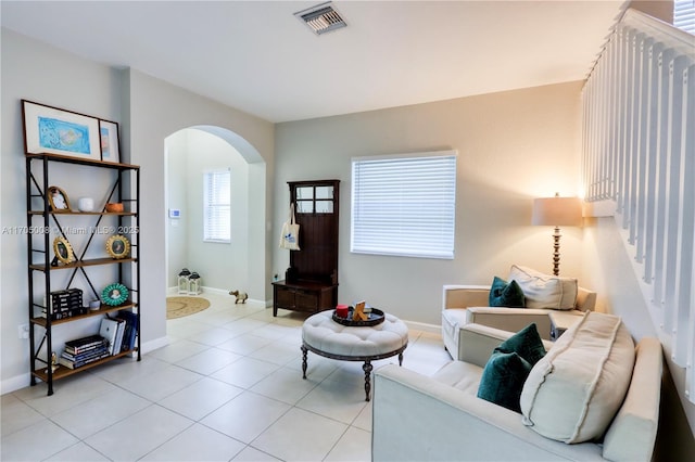 view of tiled living room