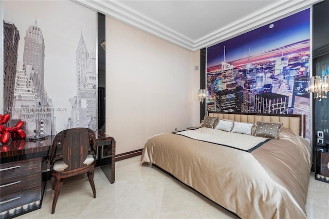 bedroom featuring crown molding