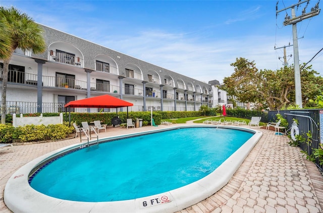 view of pool featuring a patio area