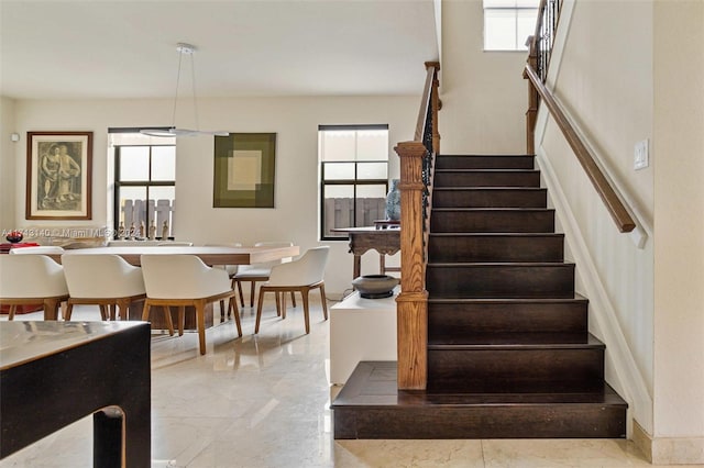 stairs with plenty of natural light