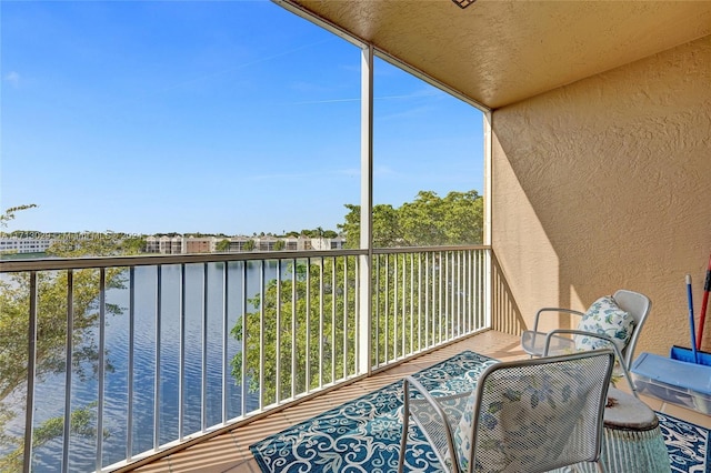 balcony with a water view